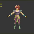 3D Animated Character With Golden Hair Black Green Top Purple Pants Green Shoes Arms Outstretched