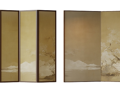 New Chinese Style Screen Partition Folding Screen Decorative Painting Wallpaper Silent Wind Screen Rattan Screen model