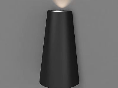 Black Conical Wall Light Mounted On Gray Wall With Warm Illumination 3d model