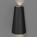 Black Conical Wall Light Mounted On Gray Wall With Warm Illumination 3d model