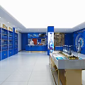 Meng Zhi Lan Liquor Specialty Store with Blue Facade Glass Doors and Display Shelves