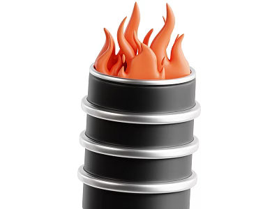 Multi Layered Black Cylindrical Decorative Ornament Set With Orange Flame Design On Top 3d model