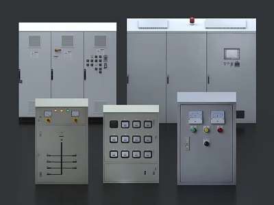 Industrial Control Panels with Electrical Enclosures Buttons Indicators and Digital Displays 3d model