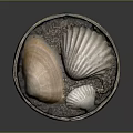 Marine Animals Shells In Decorative Round Box With Sand And Patterns