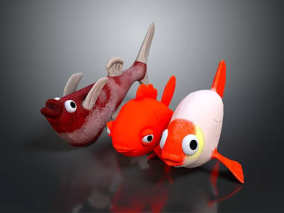Cold Water Fish Goldfish Gold Grass Gold Cold Water Parrot Koi Double Tailed Gold Red Hat Lanshou Longjing 3d model