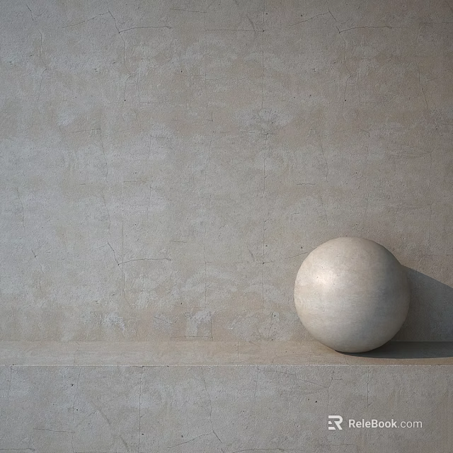 Light Colored Textured Wall With White Sphere On Concrete Ledge Surface 3d model
