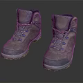 Grey High Top Outdoor Shoes With Blue Laces And Non Slip Sole For Hiking