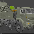 Heavy Duty Military Missile Launcher Vehicle With Green Body Multiple Launch Tubes And Large Tires
