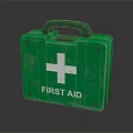 Medical First Aid Kit In Green Case With White Cross And Emergency Supplies