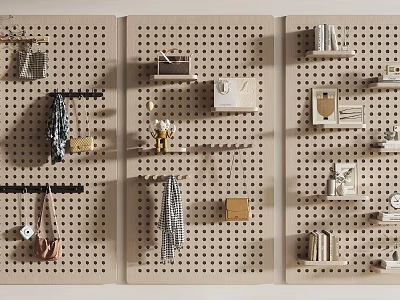 Stylish Pegboard Wall Decor With Hanging Accessories Small Items And Decorative Pieces 3d model