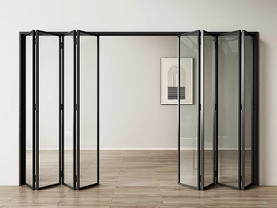 Modern Interior Folding Doors With Black Frame And Glass Panels Design 3d model