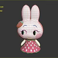 Cute White Rabbit Doll With Strawberry Head Decoration Pink Cheeks And Polka Dot Dress