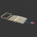 Wooden Frame With Open Book And Blue Strap Connected To USB Drive