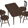 Elegant Wooden Dining Table Set With Four Matching Chairs For Home 3d model