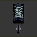 Modern High Top Striped Roller Skates With Light Blue Laces And Blue Wheels