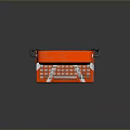 Vintage Orange Portable Computer With Green Screen Keyboard And Handle Design 3d model