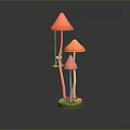 Fresh Pink Mushrooms With Green Base And White Flowers Decorative Food
