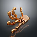 Golden Metal Skeleton Hand Decorative Home Living Accessory With Dark Reflective Background