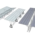 Sturdy Bicycle Parking Canopy Structure With Support Pillars And Racks 3d model