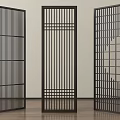 Modern Black Room Dividers Featuring Geometric Grid Design And Decorative Patterns 3d model