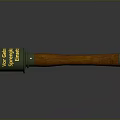 Green Military Grenade Featuring Yellow Text And Wooden Handle Design