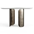 Elegant Modern Console Table With Marble Top And Brushed Metal Supports For Interior Decor