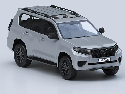 Silver SUV With Roof Rack Black Wheels And Stylish Front Design 3d model