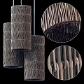 Natural Rattan Woven Chandeliers With Cylindrical Shape And Textured Design Details
