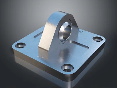 Precision Engineered Metal Mounting Bracket Featuring Square Base Vertical Hole And Multiple Mounting Holes 3d model
