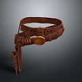 Brown Leather Belt With Decorative Metal Buckle And Classic Design Features
