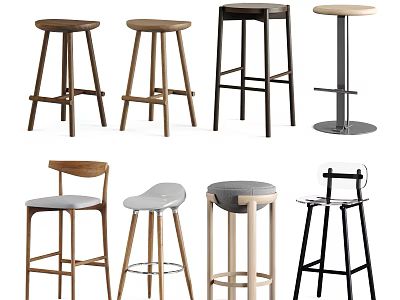 Various Modern Bar Stools With Diverse Designs Materials And Styles For Home 3d model