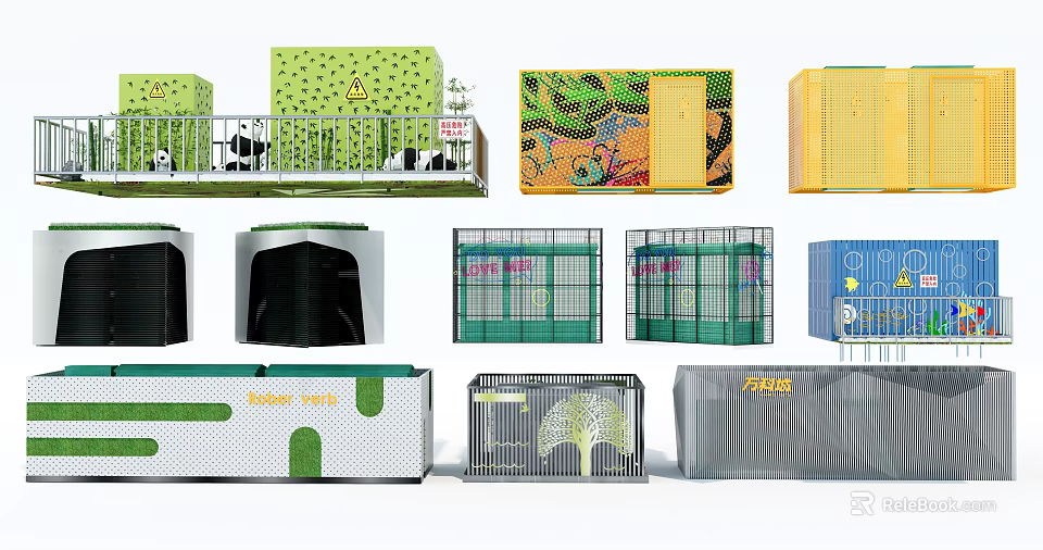 Decorative Colorful Patterned Metal Railings With Various Designs For Outdoor Spaces 3d model