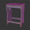 Vintage Blue Side Table With Worn Paint Open Frame And Distressed Wooden Legs
