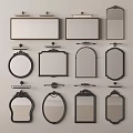 Different Shaped Mirrors With Decorative Frames For Home Wall Decoration 3d model