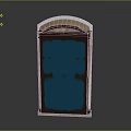 Stylish Furniture With Blue Panel Dark Frame And Arched Top Design