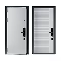 Modern Interior Doors Featuring White Panels Black Frames And Various Textured Patterns 3d model