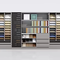Modern Display Cabinet Shelving Unit With Multiple Shelves Drawers And Organized Storage Compartments