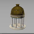 Elegant Architectural Structure Featuring Golden Dome White Columns And Decorative Base