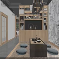Relaxing SPA Sauna Room Interior With Massage Beds Decorative Wall And Cozy Stools