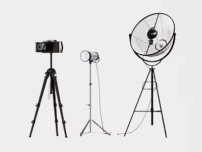 Professional Photography Equipment Setup With Tripod Lighting Stand And Reflector 3d model