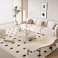 Modern Cream Style Sofa Coffee Table Combination Multi-person Sofa Coffee Table Fruit Plate Sofa Single-person Sofa Casual Chair Sofa Single-person Sofa 3d model