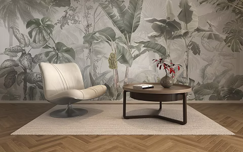 Modern Coffee Table Coffee Table Round Coffee Table Carpet Wall Cloth Wallpaper Leisure Chair Recliner Sofa Chair Living Room Coffee Table Decoration Book Chair 3d model