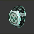Stylish Wrist Watch With Black Strap Silver Case Transparent Dial And Yellow Details