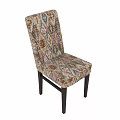 Stylish Dining Chair With Colorful Geometric Pattern Upholstery Fabric And Dark Wooden Legs