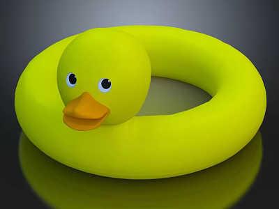 Yellow Duck Shaped Swim Ring as Fun Sports Equipment for Kids 3d model