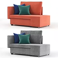 Orange And Gray Sectional Sofa With Blue Teal Pillows Modern Design 3d model