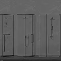 Modern Glass Shower Sauna Enclosures With Black Frames And Gray Marble Backdrop 3d model