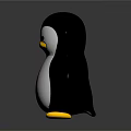 Cartoon Style Penguin With Black And White Body Yellow Beak And Feet On Gray Background