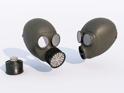 High Quality Fire Safety Equipment Gas Masks With Filter Canisters For Protection 3d model