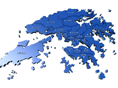 Modern Map Hong Kong Map 3d model